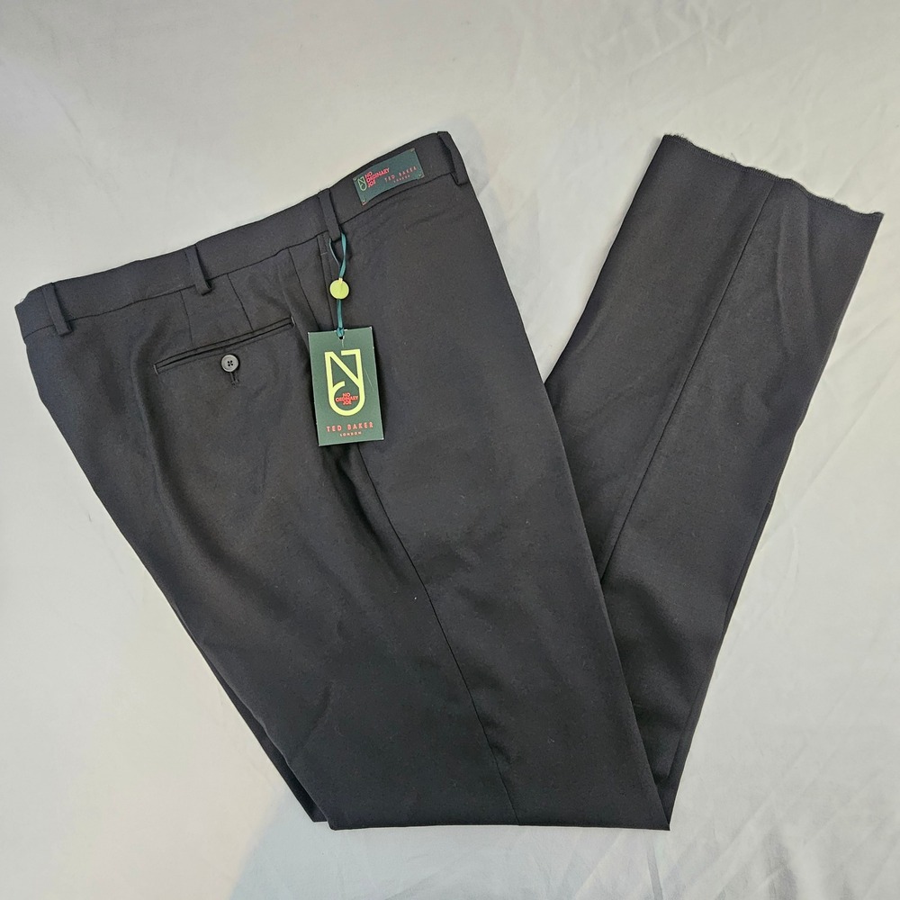 Ted Baker London Size 42 No Ordinary Joe Unhemmed Joey Pant Black NWT $178 L672